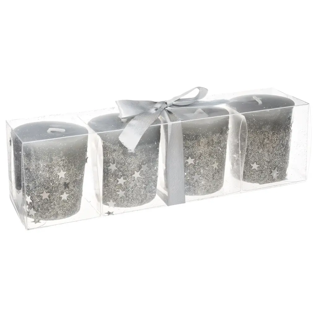 [3560239506768] Bougies de Noël Argentées (Lot de 4).webp