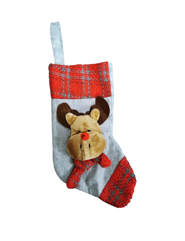 Chaussette de noël avec tête en peluche 25cm 