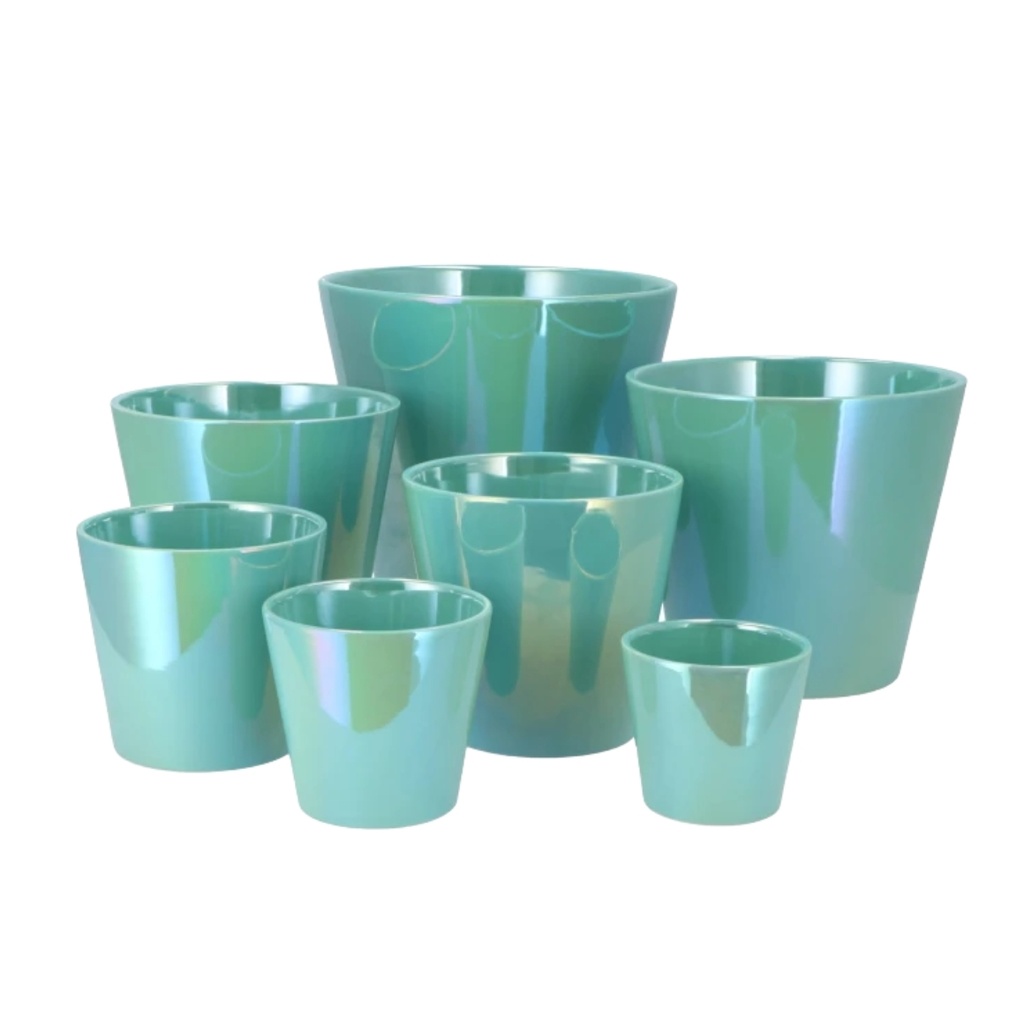 Cache-pot nacré turquoise 15 cm