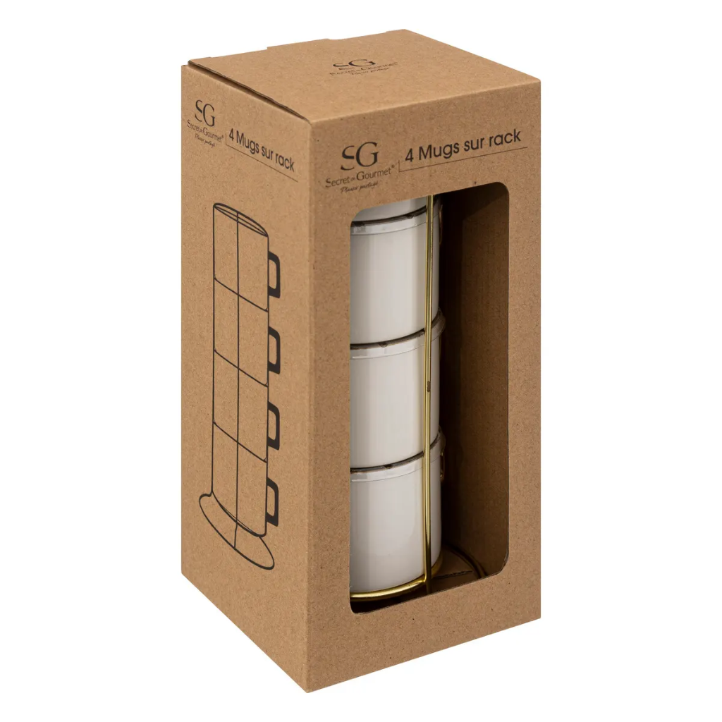 Rack de 4 mugs sur rack "Arya" 17 cl