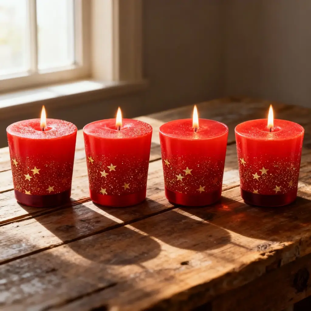 [3560239506737] Bougies de Noël Rouges (Lot de 4)