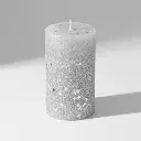 Grande bougie à paillettes et étoiles (Argenté)