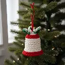 Sujet de Noël - Cloche en Coton au Crochet et Houx
