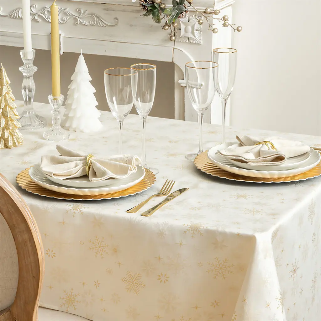 Nappe de Noël en Jacquard étoilés (140x240cm)