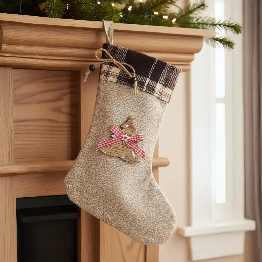 [4326470556837] Chaussette de noël en jute