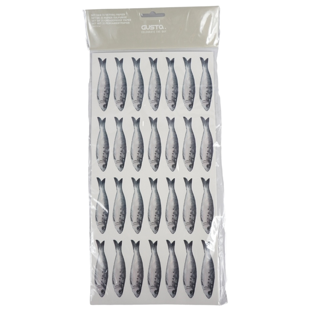 Papier sulfurisé motifs "Sardines" 20 pcs