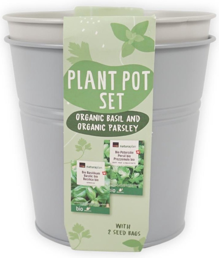 Kit pot de fleurs avec graines Bio - Basilic & Persil