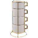 Secret de Gourmet - Rack de 4 mugs blanc/doré "Arya" 17 cl