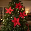 Sujet de Noël - Grande Poinsettia Rouge