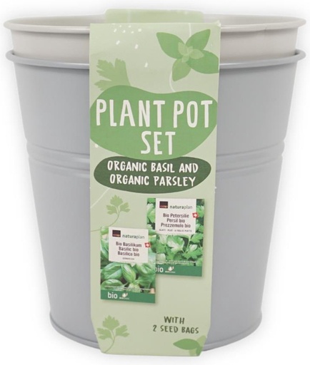 [JA-013-24] Kit pot de fleurs avec graines Bio - Basilic & Persil