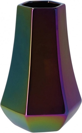 [HA-059-24] Vase à facettes noir nacré 21cm