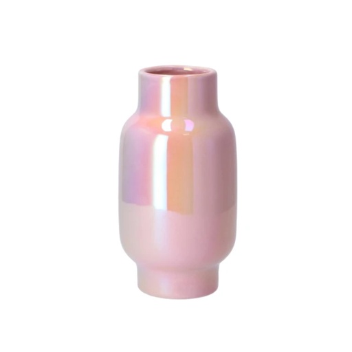 [HA-057-24] Vase allongé rose nacré 19 cm