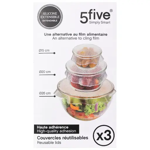 [CU-127-24] 5five ∙ Lot de 3 Couvercles Réutilisables en Silicone