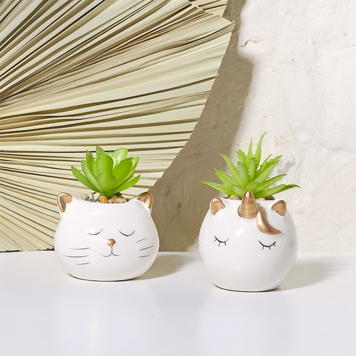 [3664944130901] Plante artificielle Chat et Licorne en céramique