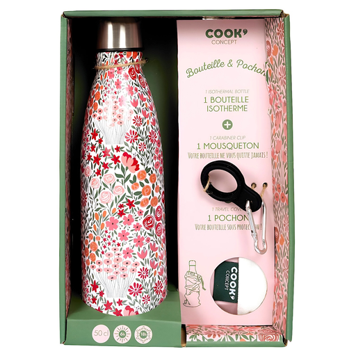 [3664944222538] Coffret Bouteille Isotherme Fleurie 500 ml
